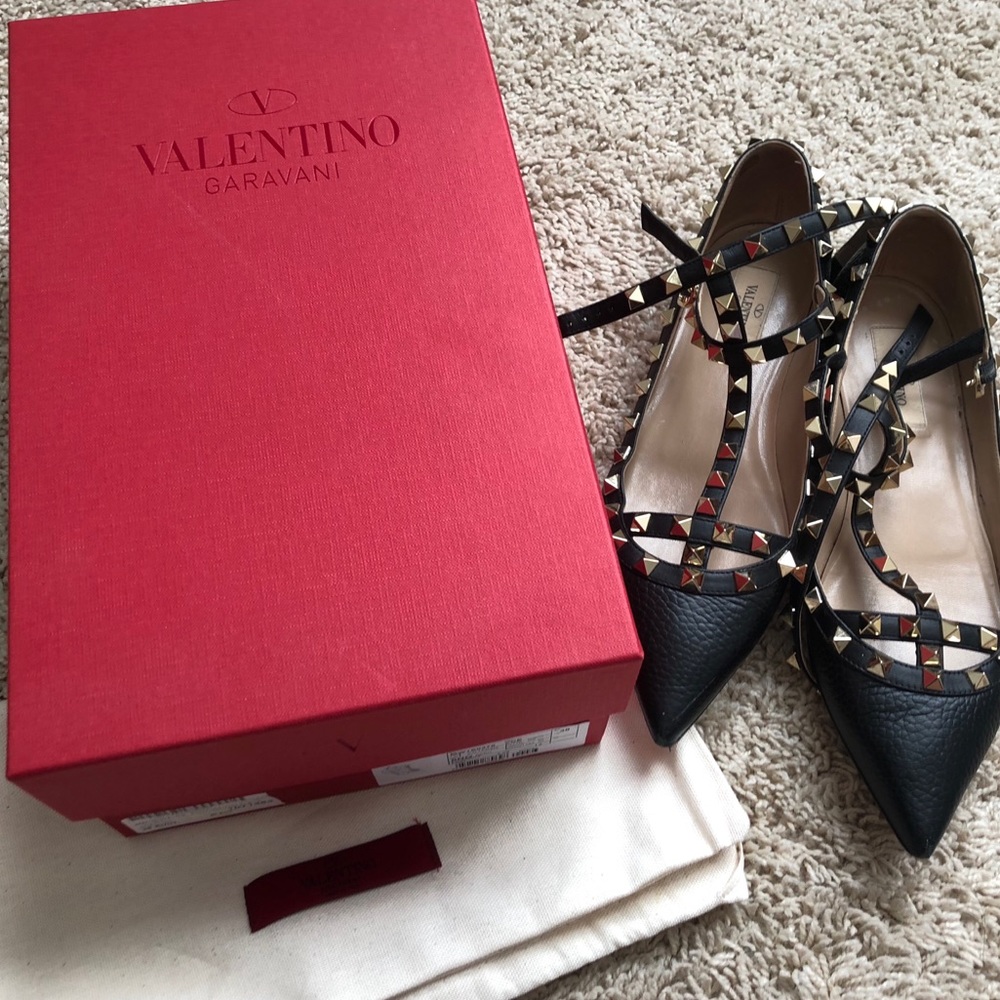 Valentino Rockstud Ballerina Cage Flat